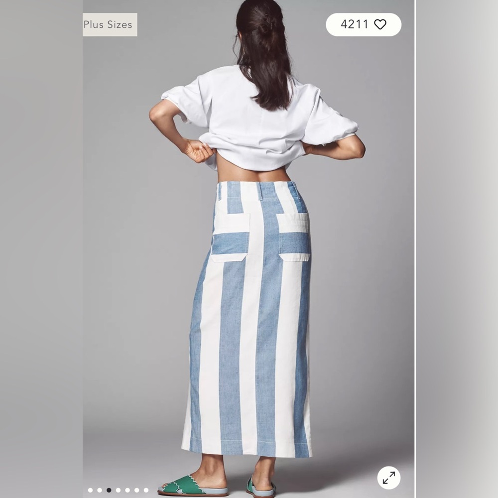 NWT Anthropologie The Colette Maxi Skirt by Maeve Preppy Stripe Large - Picture 3 of 9